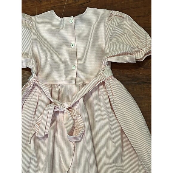 Vintage Allison Rose Pink Striped Dress - Embroidered, Cutout Lace, 6X - Picture 6 of 7